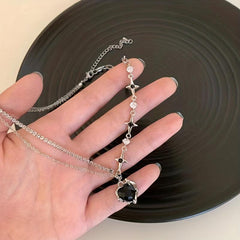 Sweet Heart Love Necklace Female Niche Sense Of Senior Double Collarbone Chain