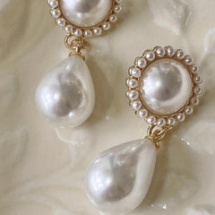 Vintage Faux Pearl Earrings Sweet Party Jewelry