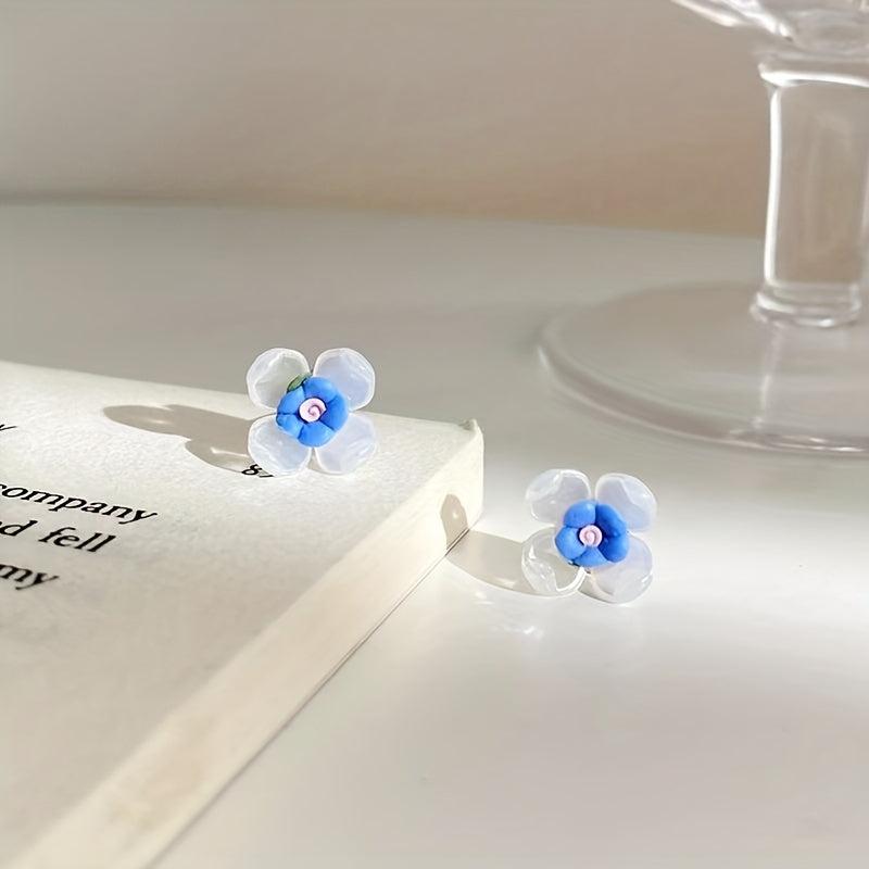 S925 Silvery Needle French Retro Earrings