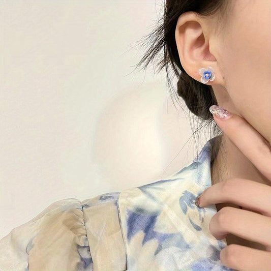S925 Silvery Needle French Retro Earrings