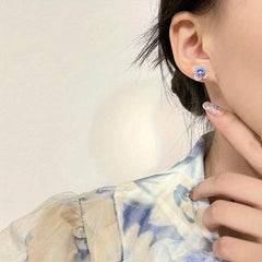 S925 Silvery Needle French Retro Earrings