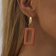 Square Resin Earrings Copper Buckle Christmas Halloween Thanksgiving