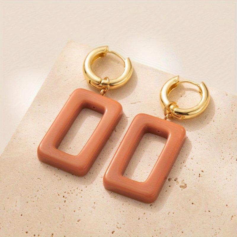 Square Resin Earrings Copper Buckle Christmas Halloween Thanksgiving