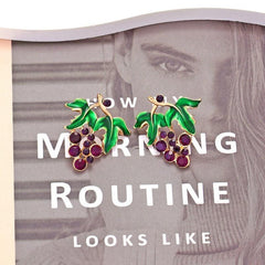 High End Grape Earrings Glitter Fruit Pattern Tassel Drop