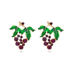 High End Grape Earrings Glitter Fruit Pattern Tassel Drop