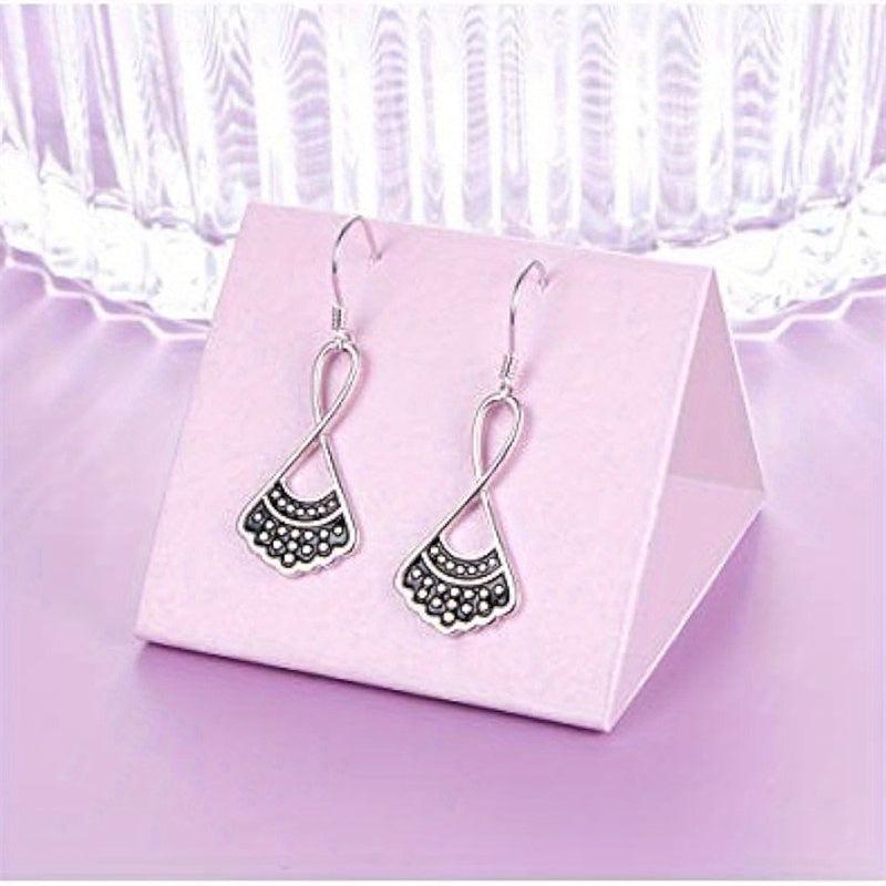 Fan Shaped Skirt Dangle Earrings Silvery Plated Jewelry