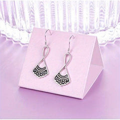 Fan Shaped Skirt Dangle Earrings Silvery Plated Jewelry