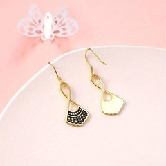 Fan Shaped Skirt Dangle Earrings Silvery Plated Jewelry
