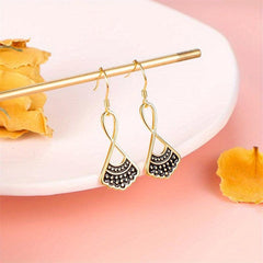 Fan Shaped Skirt Dangle Earrings Silvery Plated Jewelry