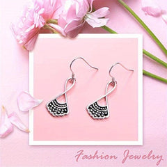 Fan Shaped Skirt Dangle Earrings Silvery Plated Jewelry