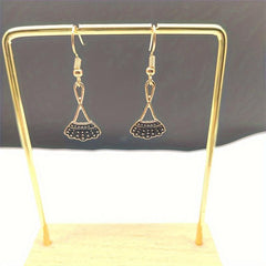 Fan Shaped Skirt Dangle Earrings Silvery Plated Jewelry