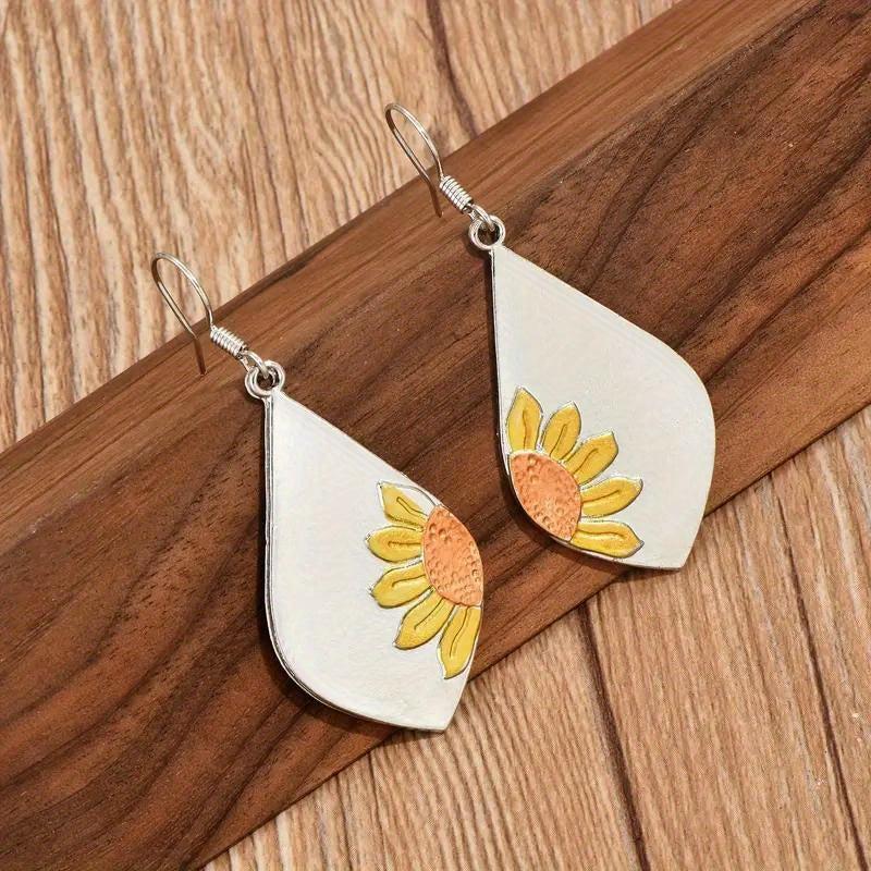 Bohemian Style Sunflower Flower Earrings for Women's Party