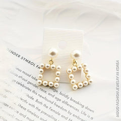 Square Hollow Pearl Earrings for Women