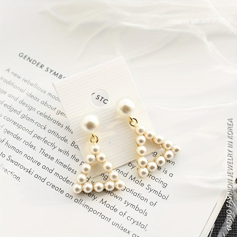 Square Hollow Pearl Earrings for Women