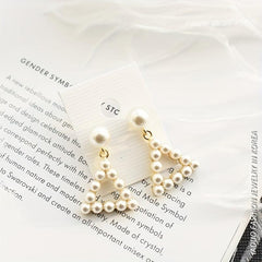 Square Hollow Pearl Earrings for Women
