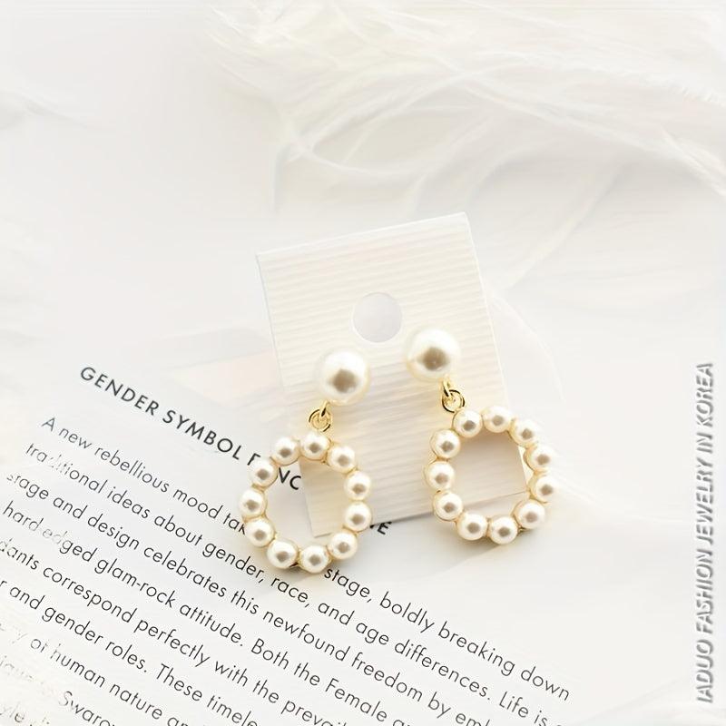 Square Hollow Pearl Earrings for Women