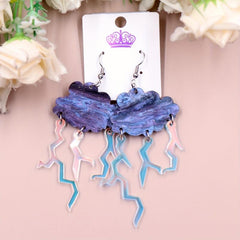 Y2K Cloud Lightning Acrylic Earrings Pair Soft Creative Novelty