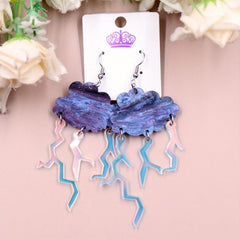 Y2K Cloud Lightning Acrylic Earrings Pair Soft Creative Novelty