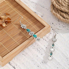 Carved Turquoise Earrings Irregular Patterns Retro Women Party Jewelry