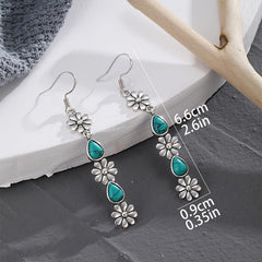 Carved Turquoise Earrings Irregular Patterns Retro Women Party Jewelry