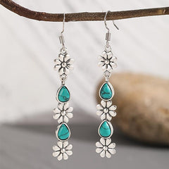 Carved Turquoise Earrings Irregular Patterns Retro Women Party Jewelry