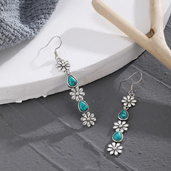 Carved Turquoise Earrings Irregular Patterns Retro Women Party Jewelry