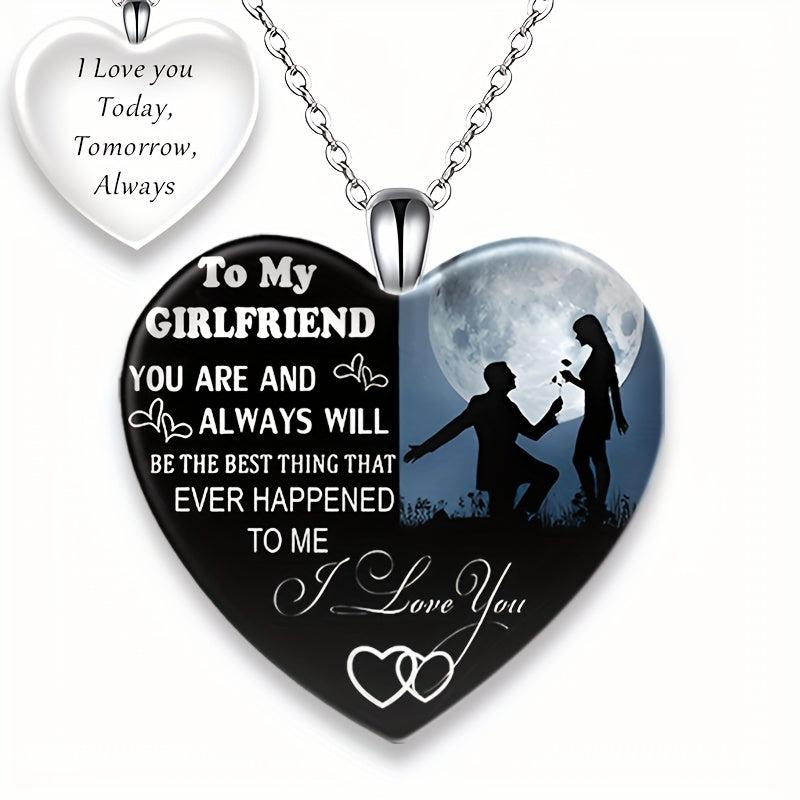 Love Crystal Pendant Necklace English Birthday Gift For Boyfriend And Girlfriend
