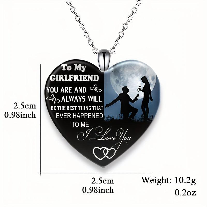 Love Crystal Pendant Necklace English Birthday Gift For Boyfriend And Girlfriend