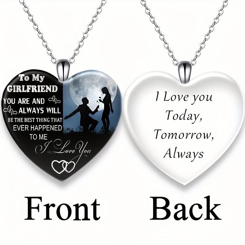 Love Crystal Pendant Necklace English Birthday Gift For Boyfriend And Girlfriend