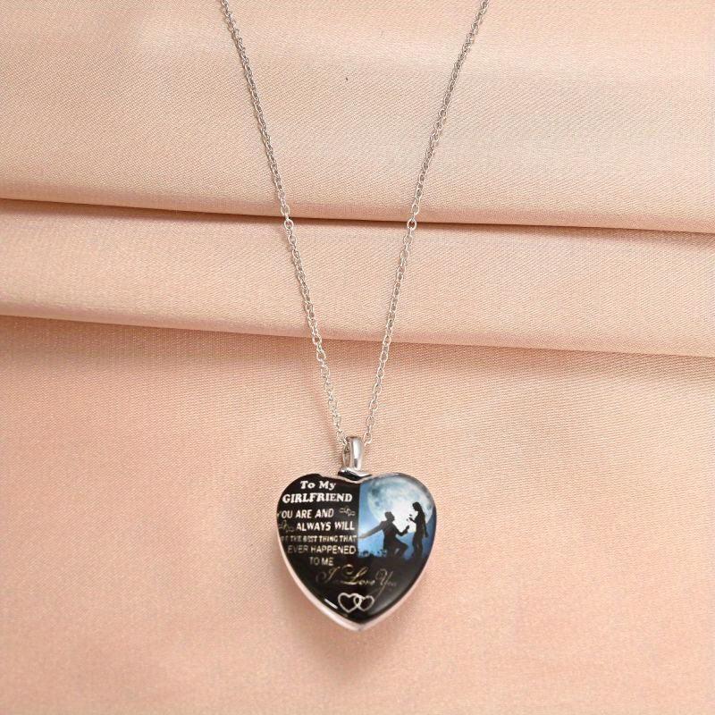 Love Crystal Pendant Necklace English Birthday Gift For Boyfriend And Girlfriend