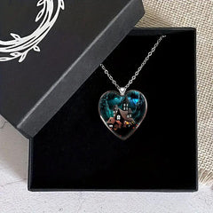 Dark Halloween Fort Necklace Heart Shaped Pendant Necklace