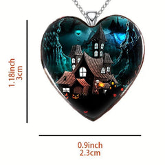 Dark Halloween Fort Necklace Heart Shaped Pendant Necklace