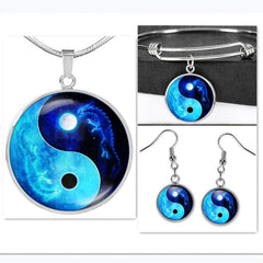 Yin And Yang Dragon Resin Necklace Set