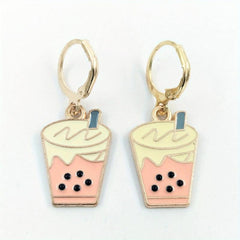 Strawberry Matcha Pearl Milk Tea Earrings