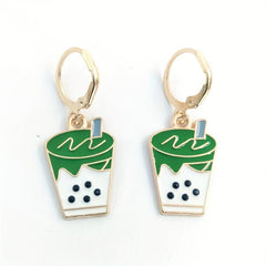 Strawberry Matcha Pearl Milk Tea Earrings