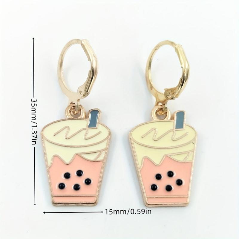 Strawberry Matcha Pearl Milk Tea Earrings