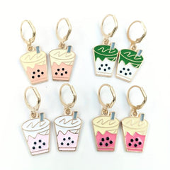 Strawberry Matcha Pearl Milk Tea Earrings