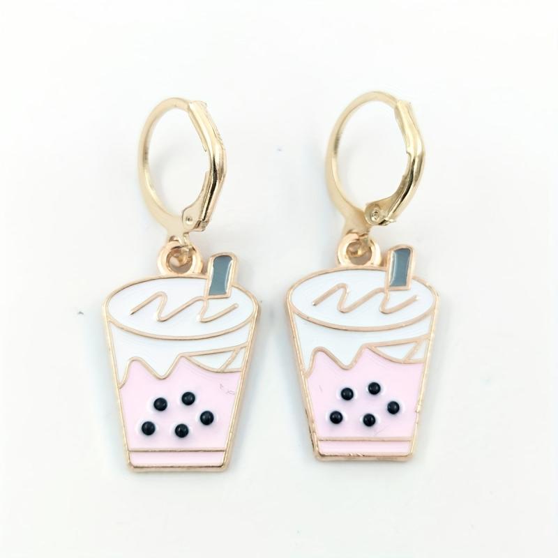 Strawberry Matcha Pearl Milk Tea Earrings