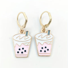 Strawberry Matcha Pearl Milk Tea Earrings