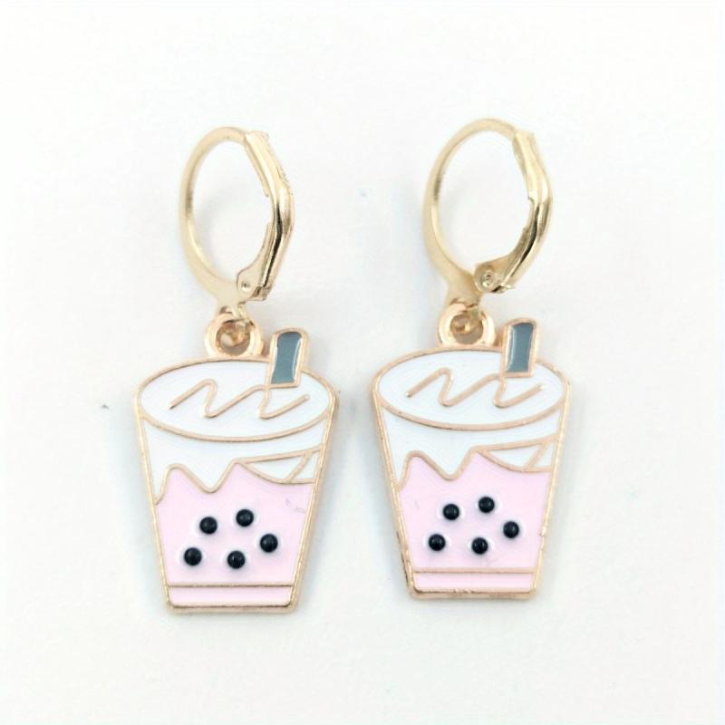 Strawberry Matcha Pearl Milk Tea Earrings
