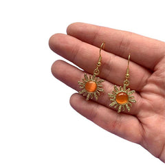 Alloy Golden Moon Sun Dangle Earrings Christmas Jewelry Gift