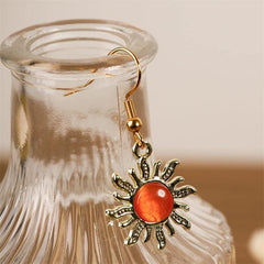 Alloy Golden Moon Sun Dangle Earrings Christmas Jewelry Gift