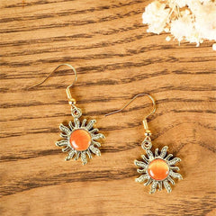 Alloy Golden Moon Sun Dangle Earrings Christmas Jewelry Gift