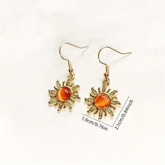 Alloy Golden Moon Sun Dangle Earrings Christmas Jewelry Gift