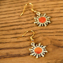 Alloy Golden Moon Sun Dangle Earrings Christmas Jewelry Gift