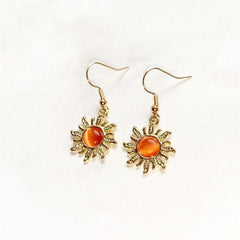 Alloy Golden Moon Sun Dangle Earrings Christmas Jewelry Gift