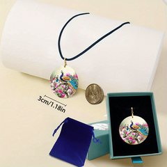 Peacock Pattern Pendant Necklace Adjustable Chain Necklace