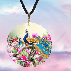 Peacock Pattern Pendant Necklace Adjustable Chain Necklace