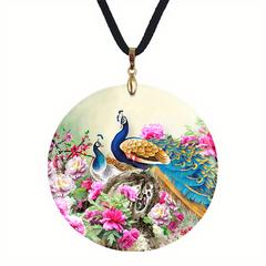 Peacock Pattern Pendant Necklace Adjustable Chain Necklace