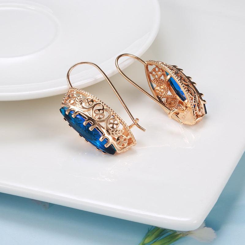 Heart Shaped Zircon Earrings, Alloy Inlaid Ear Clips